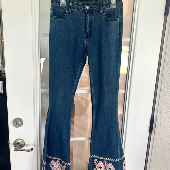 Saints and Hearts Women's Blue Flared Jeans medium - Picture 3 of 7